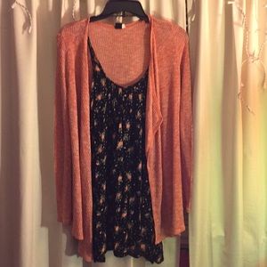 Floral Pattern Dress with Sweater